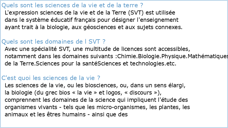 Sciences de la Vie et de la Terre (SVT)