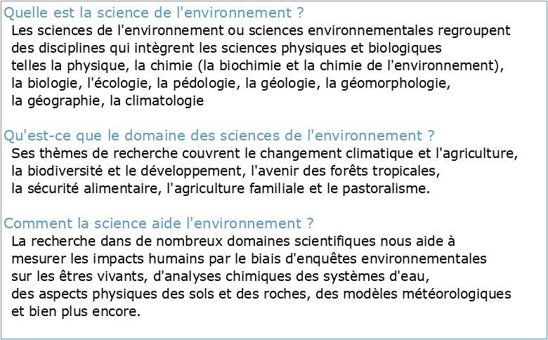 Sciences pour l'environnement
