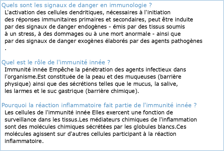 Immunité innée et inflammasome: rôle des signaux de dangers