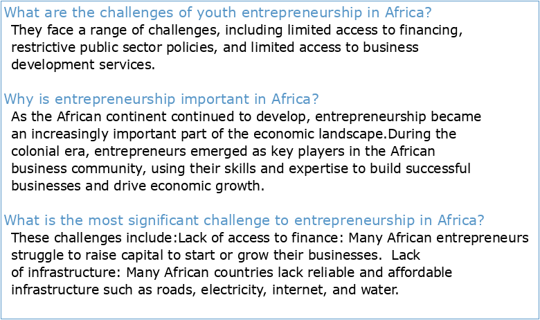 Skills and Youth Entrepreneurship in Africa: Analysis with Evidence