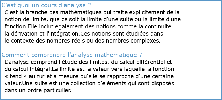 Cours d'Analyse Semestre 1