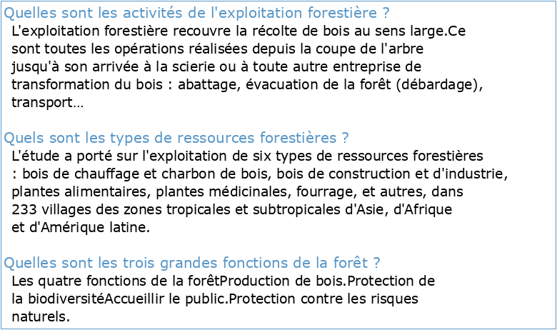 Sciences Forestières