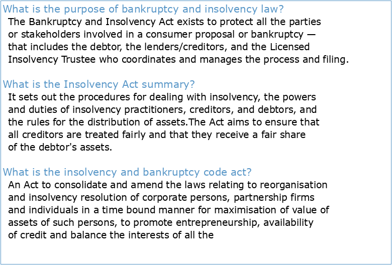 The Bankruptcy and Insolvency Act 2014