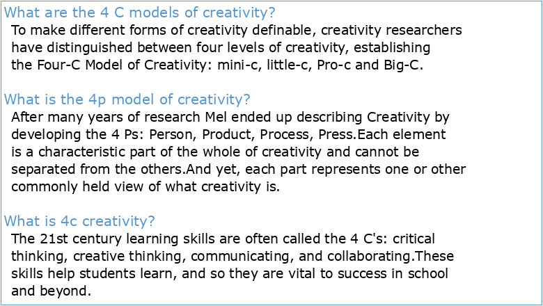 The Four C Model of Creativity: Culture and context