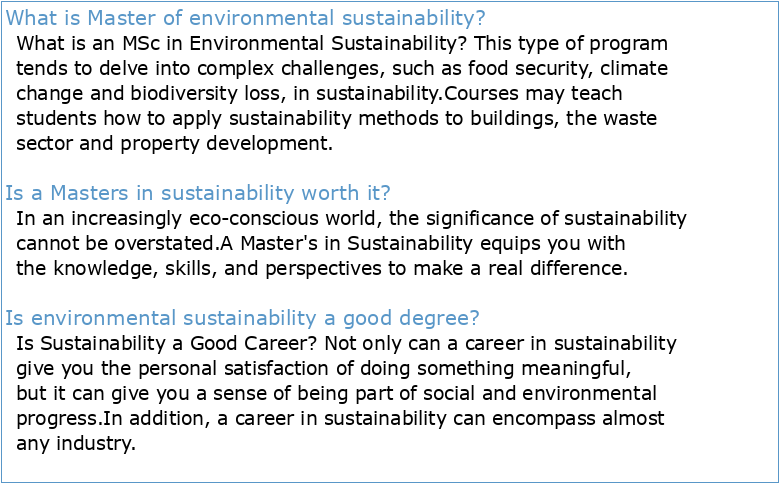 Master of Science Environmental Sustainability