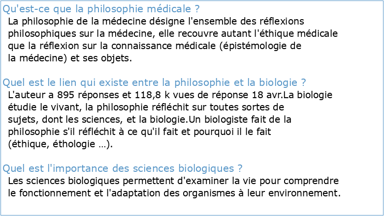 Philosophie des sciences biologiques et médicales