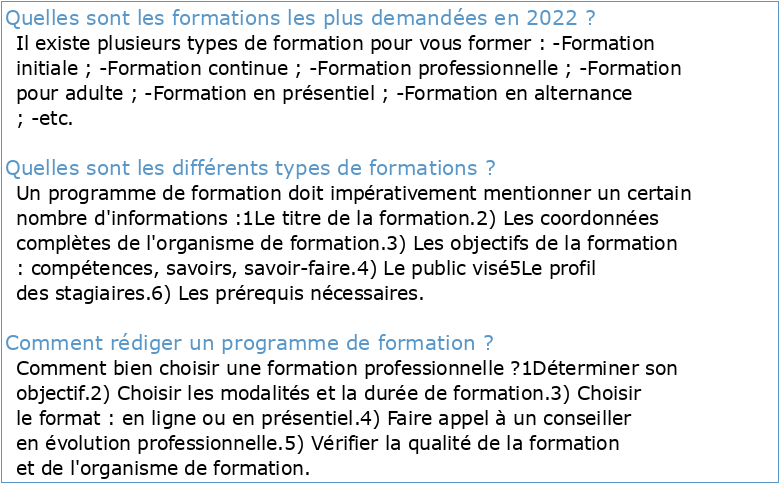 Guide des formations 2022