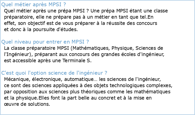 Sciences Industrielles de l'ingénieur MPSI