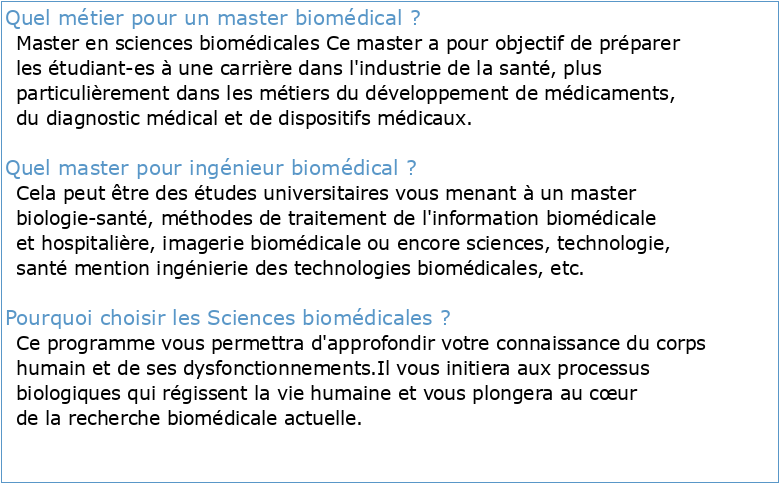 Master en Sciences Biomédicales Appliquées MSBA