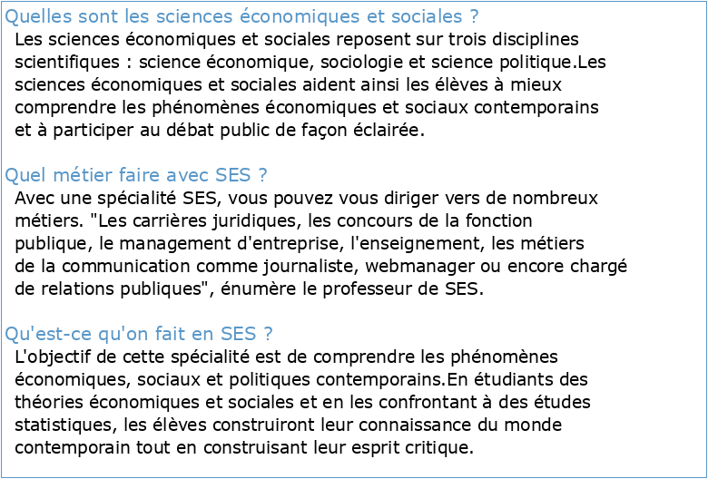 Sciences Économiques et Sociales (SES)