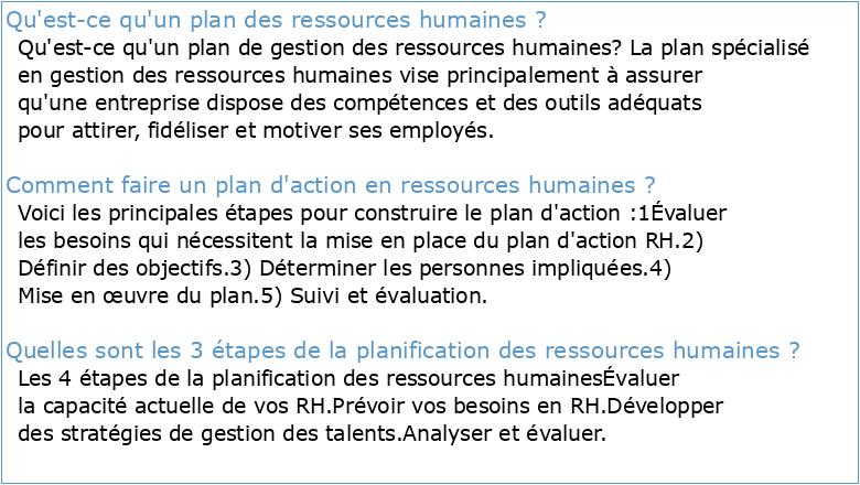 Ressources humaines Plan