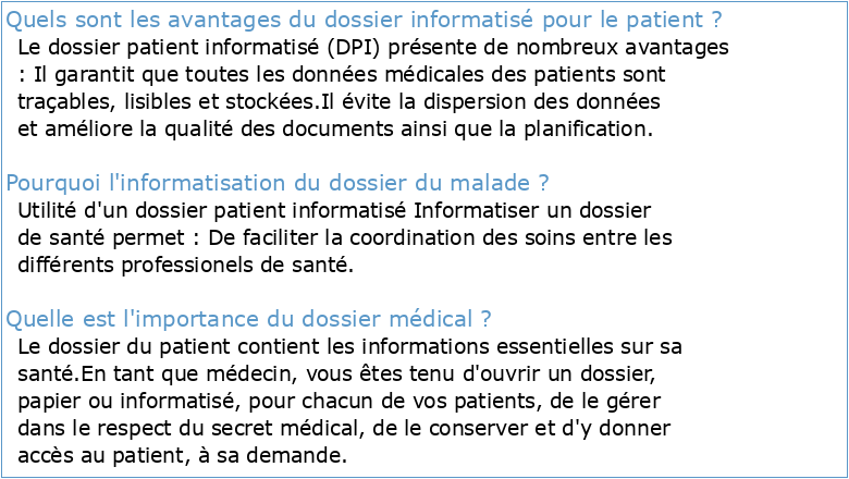 Informatisation des dossiers médicaux en Pmi les enjeux