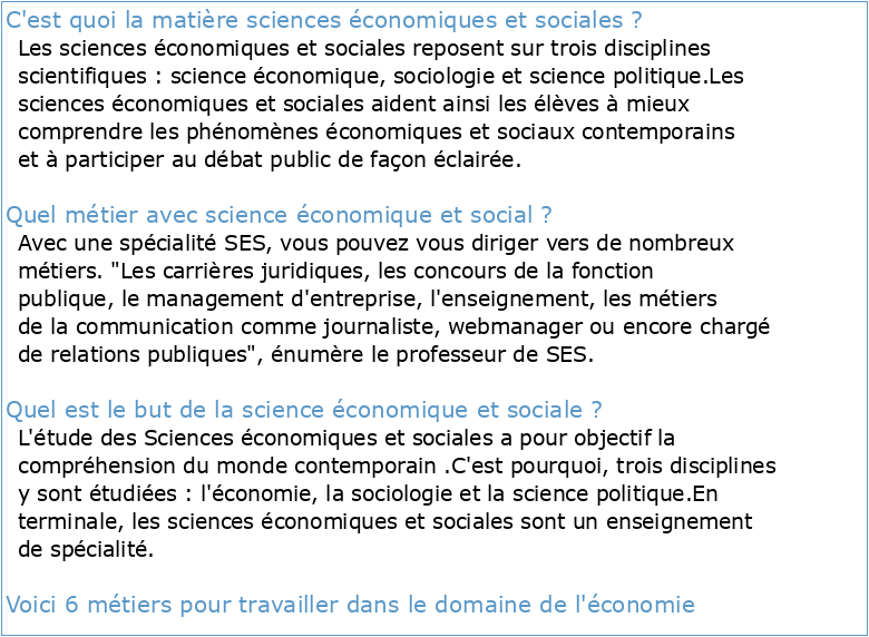 Sciences Economiques & Sociales