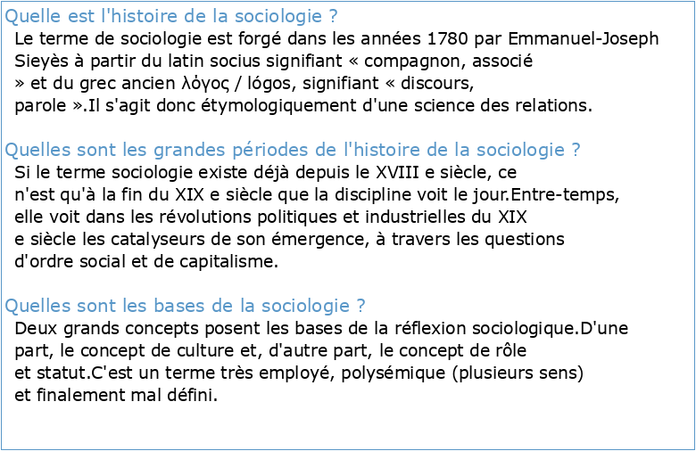 Chapitre 1 Histoire de la sociologie