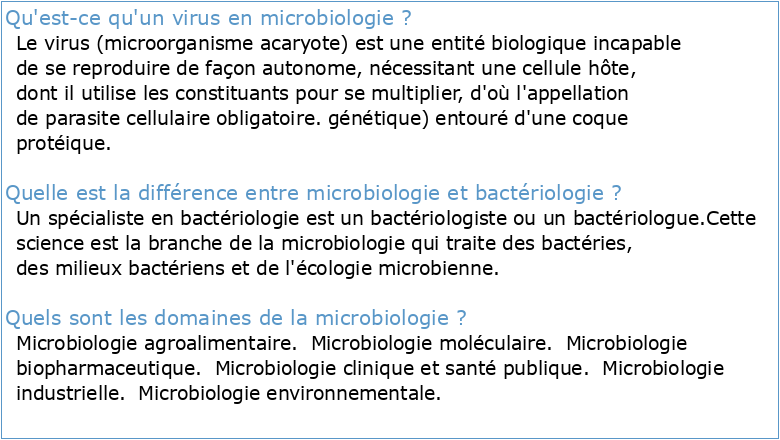 Microbiologie et virologie
