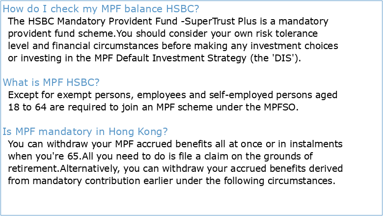 HSBC Mandatory Provident Fund