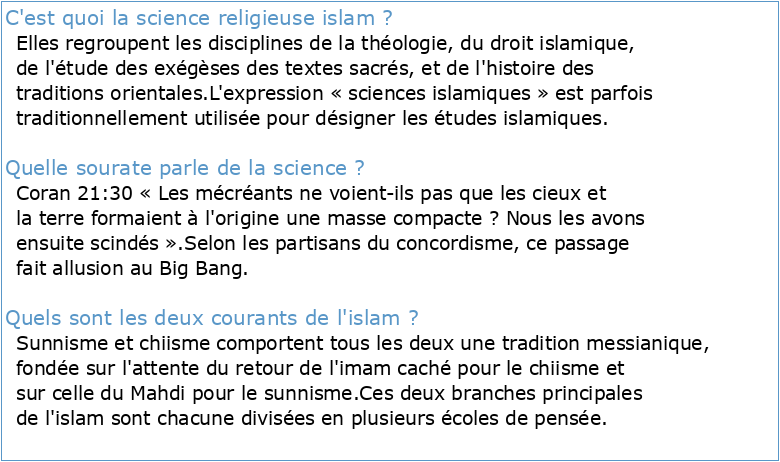 SCIENCE ISLAM ISLAMISME