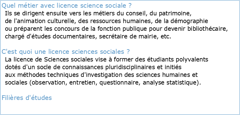 Licence Sciences sociales