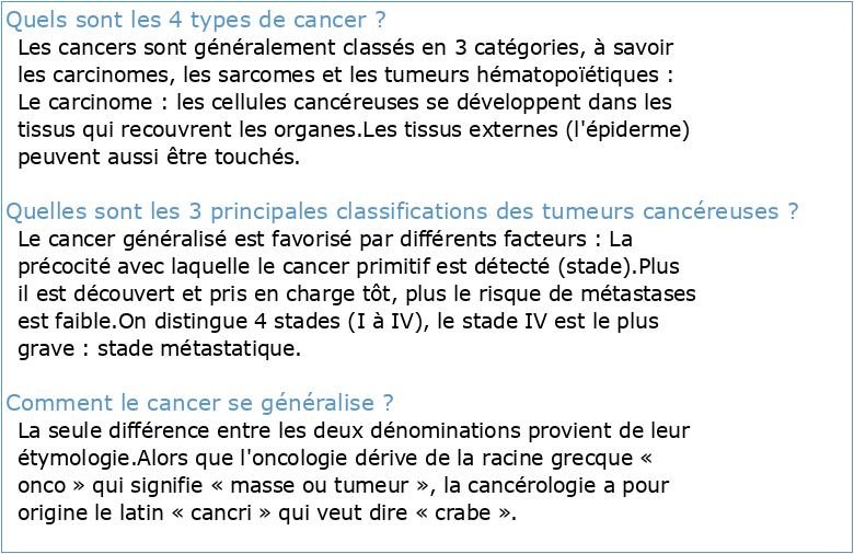 Généralités en cancérologie