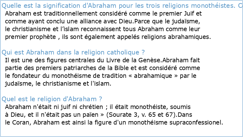 La figure d'Abraham dans les trois religions monothéistes