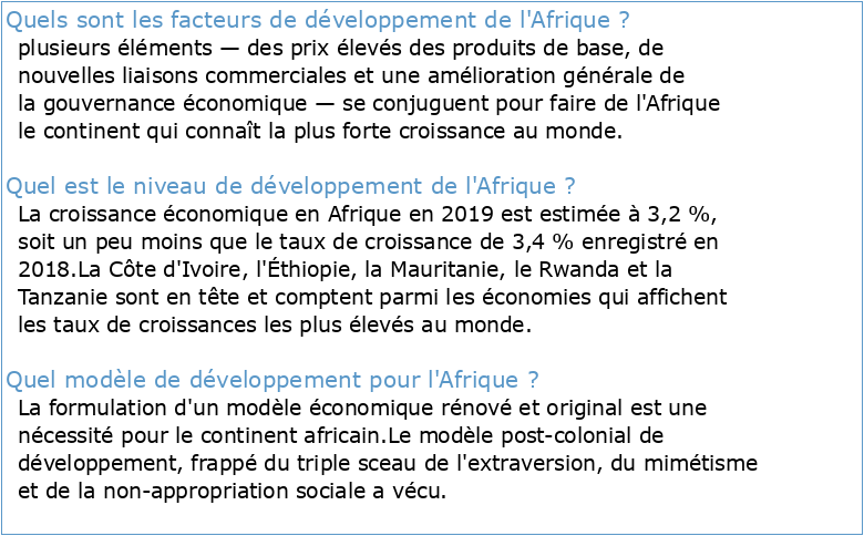 La statistique au service du développement de l'Afrique