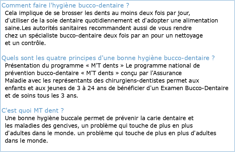 Protocole Version n°: HYGIENE BUCCO-DENTAIRE
