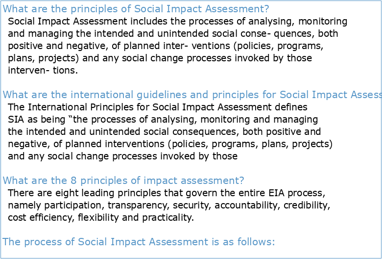 International Principles for Social Impact Assssment