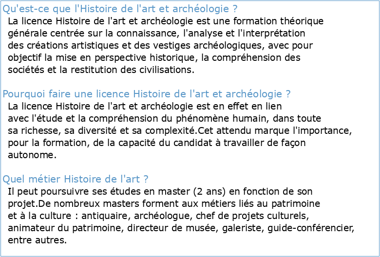Histoire de l'art et Archéologie