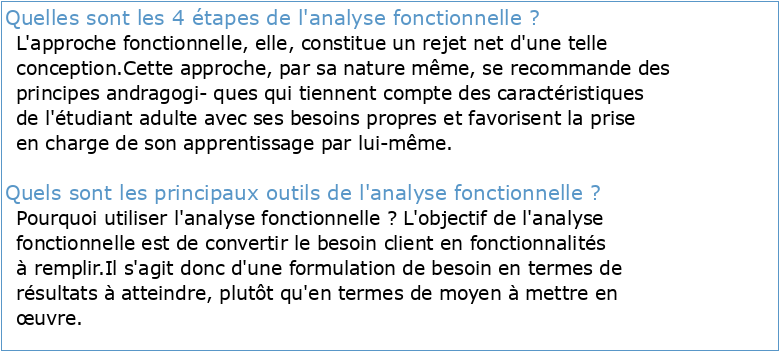 BASES D'ANALYSE FONCTIONNELLE