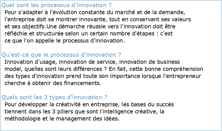 Chapitre 3 : Les processus d'innovation
