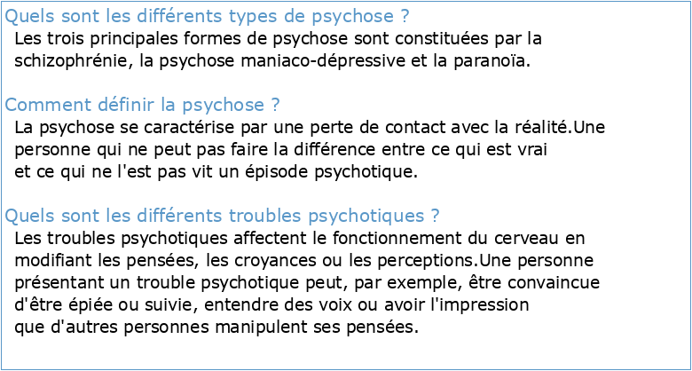 UE 7 Psycho cours 5 fiche : Sémiologie psychotique