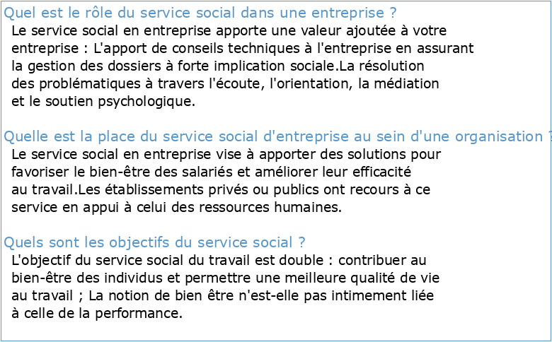 Lignes Directrices du Service Social Inter-Entreprises