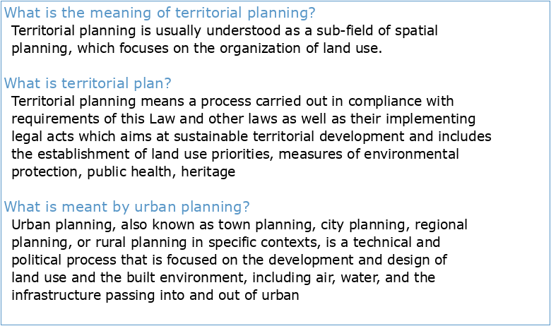 URBAN AND TERRITORIAL PLANNING