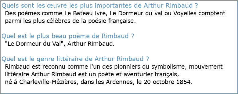 Extrait Arthur Rimbaud : Oeuvres complètes