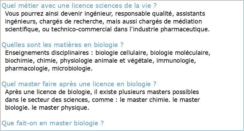 SYLLABUS LICENCE Mention Sciences de la vie L3 Biologie