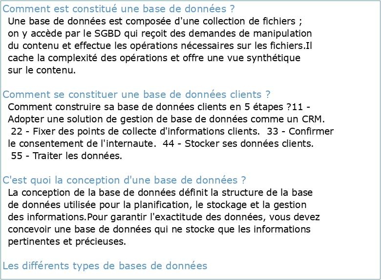 Constitution d'unebase de données
