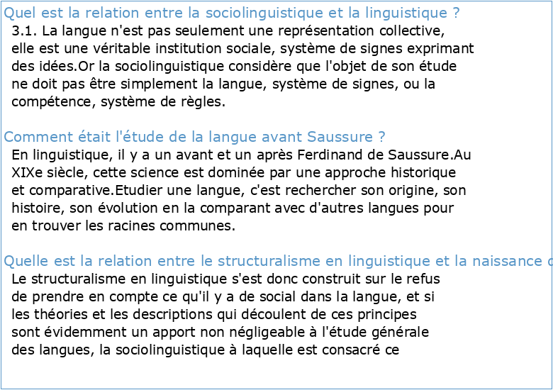 Rapports entre la linguistique et la sociologie avant Saussure