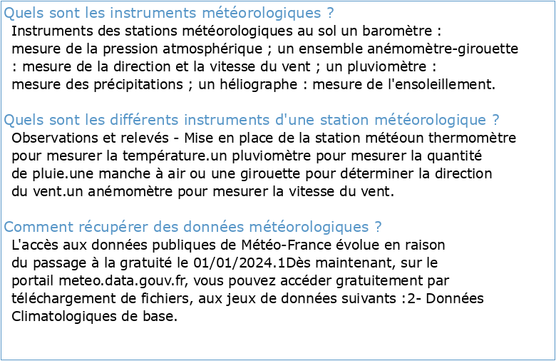 Instrumentation et acquisition de données météorologiques