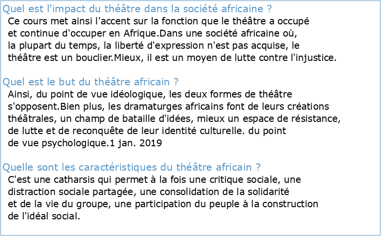 théâtre pour le développement en afrique noire