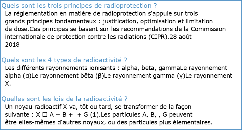 Principes de base de la physique des radiations
