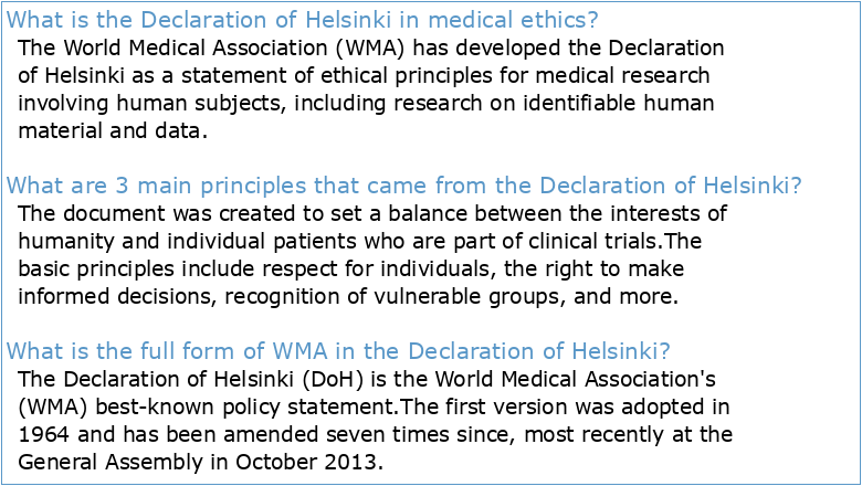 WMA Declaration of Helsinki – Ethical Principles for Medical