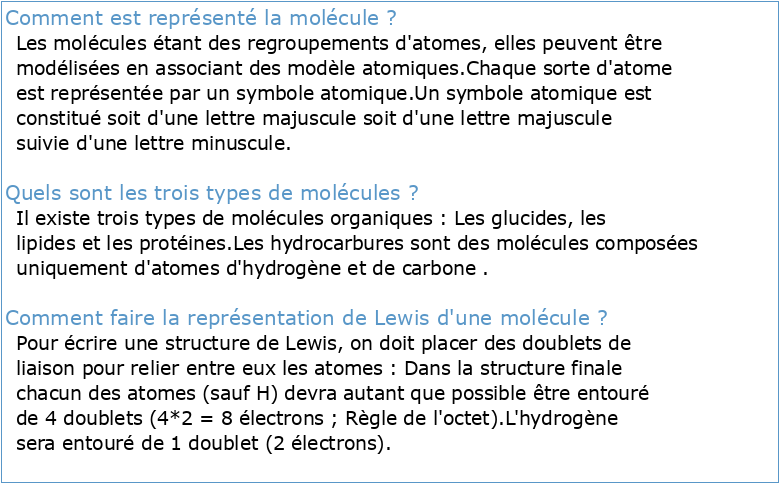 Série 1 : La représentation des molécules