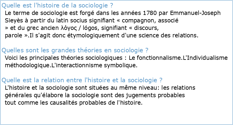 Histoire de la sociologie et théorie sociologique Support de cours