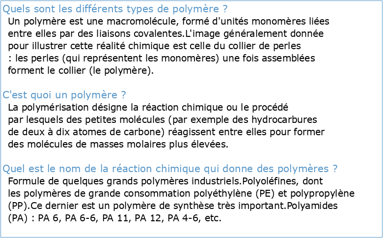 Chimie des polymères