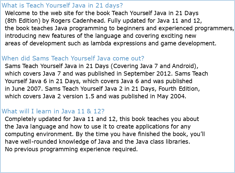 Teach Yourself Java in 21 Minutes
