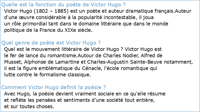 Victor Hugo et la fonction du poète