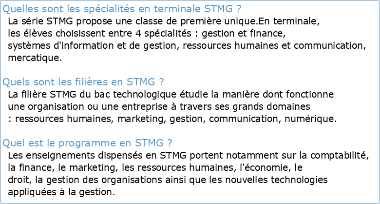 Présentation des 4 spécialités en Terminale STMG
