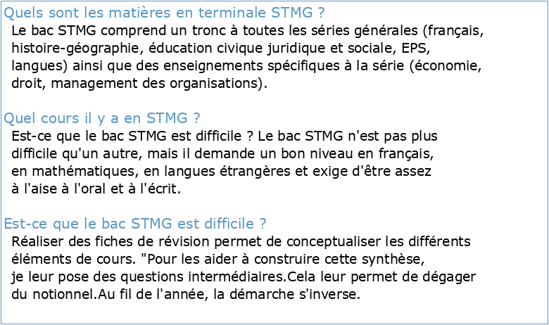 Cours terminale STMG
