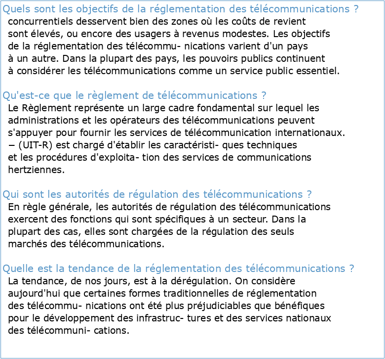 Manuel sur la réglementation des télécommunications