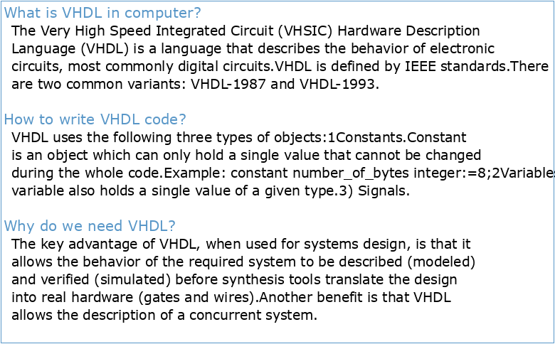 The Vhdl Reference A Practical Guide To Computer A